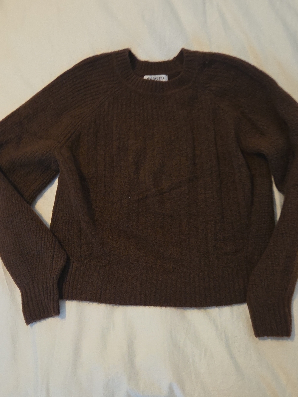 Athleta Chocolate Brown Ribbed Crewneck Sweater